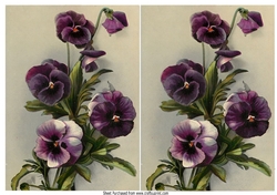 2 Pretty toppers of A5 lilac and purple pansies (two)