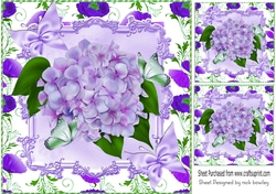 pretty lilac shades of flowers and butterflies 8x8