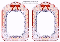 2 pretty ornate lace and bow card fronts A5 (red)