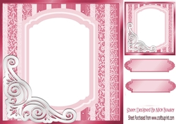 fancy pink lace ornate corner card front 8x8