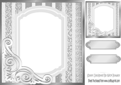 fancy silver lace ornate corner card front 8x8