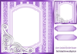 fancy purple lace ornate corner card front 8x8