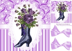 pretty vintage boot with purple flowers 8x8