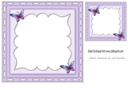 Pretty butterflies in lilac ornate frame 7x7 cardfront/insert