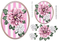 Pretty Pink white flowers on oval striped toppers