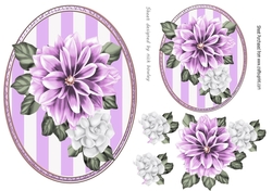 pretty lilac and white flowers on lace bracket card