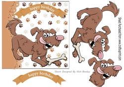 Playful dog with bone 7x7 card front