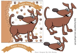 playful brown funny dog 7x7, card front