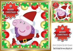 peppa pig in festive bauble frame 8x8
