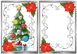 silver ornate scroll A5 card front/insert with christmas tree