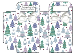 Christmas trees and bunnies small gift bag with white bow
