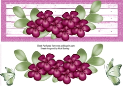 Pretty pink border of flowers with butterflies DL