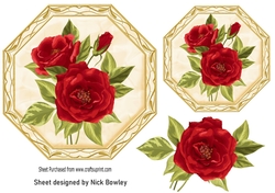 Pretty red roses in ornate toppers