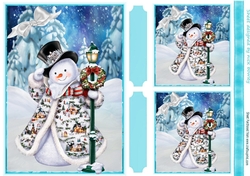 A lovely snowman in winter scene A5
