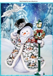 A lovely snowman in winter scene A4