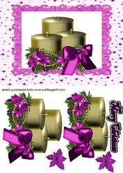 Gold/purple Candle in Frame