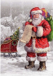 Lovely Christmas Snow Scene with santa and his list A4
