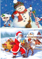 2 Lovely Toppers of Santa and a Snowman A5