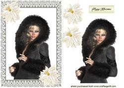 Pretty Lady in Black Fur in Diamonte Frame