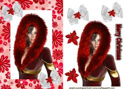 Pretty Lady in Red Fur, in Frame