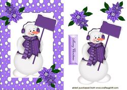 Snowman in Purple/white Frame