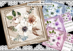 4 Pretty White Floral Bouquets in ornate 8x8 frames Mini kit