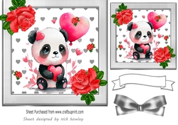Silver Heart with Roses 7x7 and Valentine Panda