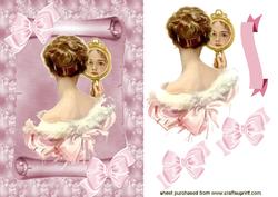 Elegant Lady with Mirror on a Scroll