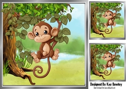 Cute Monkey In A Tree (one) 8x8