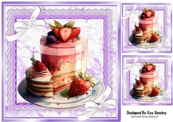 Pretty Purple Lace & Marble Card Fronts Sundae (four) 8x8
