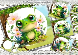 4 Cute Little Frogs in the Woodland 8x8 Cardfronts Mini Kit