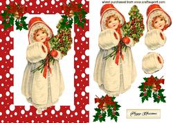 Little Vintage Girl Carrying Holly
