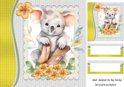 Cute Koala Bear With Yellow Flowers 8x8 (three)