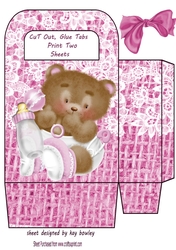Lovely Pink Lace Burlap Gift Bag With Baby Teddy