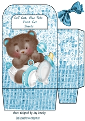 Lovely Blue Lace Burlap Gift Bag With Baby Teddy