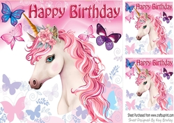 Pretty Unicorn With Butterflies 8x8
