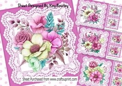 4 Pretty Pink And Lace With Pink/Shades Flowers 8x8 Mini Kit