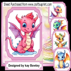 Gorgeous Little Dragons With Birthday Cake & Balloons 8x8 Mini Kit
