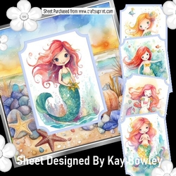 Lovely Beach With Pretty Mermaid Toppers 8x8 Mini Kit (One)