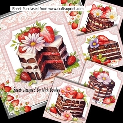 Yummy Strawberry & Chocolate Cakes With Icing On Lace 8x8 Mini Kit