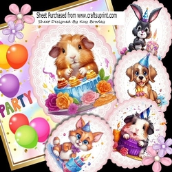 Cute Animals With Cake & Balloons 8x8 Mini Kit