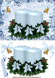 Christmas Candle in White in Scroll Frame