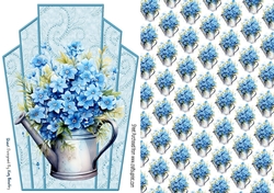 Pretty Art Deco With Blue Shades Flowers/Paper