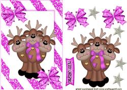 Santas Reindeers in Pink Frame