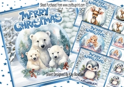 4 Pretty Snow Scene With Snowglobes Variety 8x8 Mini Kit