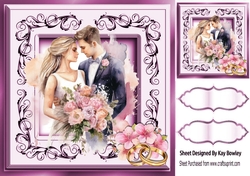 Lovely Wedding Couple Pink Ornate, Pink Roses 8x8