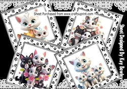 4 Cute Cats & Kittens Back Grounds 8x8 Card Fronts