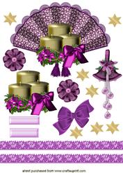 Christmas Gold Candle on Lace Fan