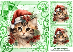 Cute Kitten In Santa Hat In Christmas Ornate 8x8 Frame
