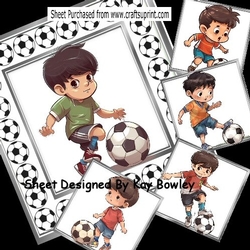 Boys Playing Football/Soccer 8x8 Card front/Toppers Mini Kit